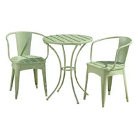 Christopher Knight Home Timotha Ensemble de bistro de terrasse rond moderne en métal 3 pièces avec conception à lattes ouvertes