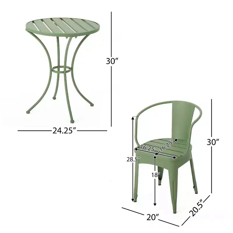 Christopher Knight Home Timotha Ensemble de bistro de terrasse rond moderne en métal 3 pièces avec conception à lattes ouvertes