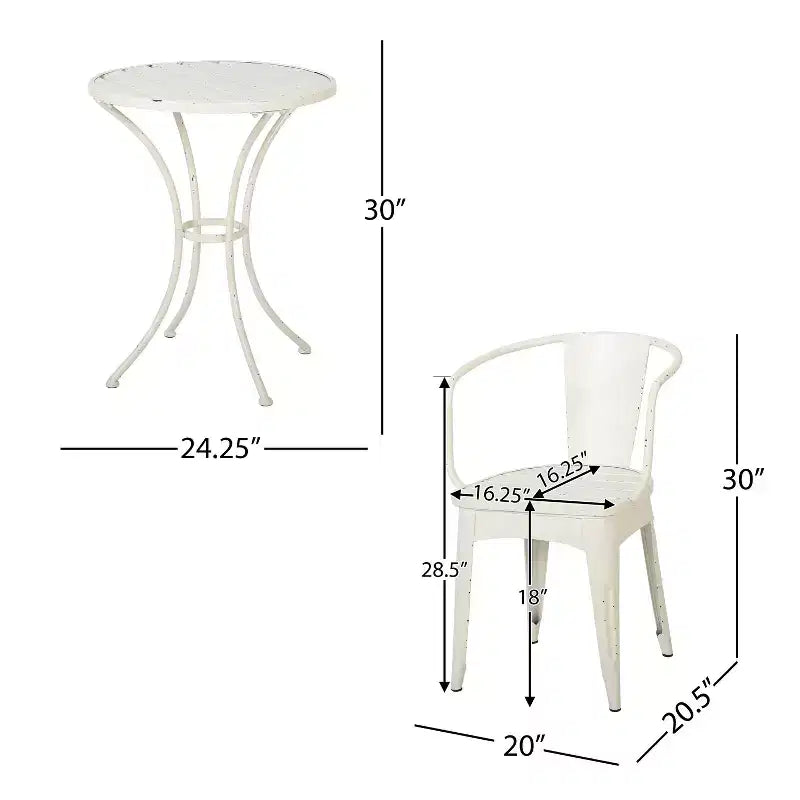Christopher Knight Home Timotha Ensemble de bistro de terrasse rond moderne en métal 3 pièces avec conception à lattes ouvertes