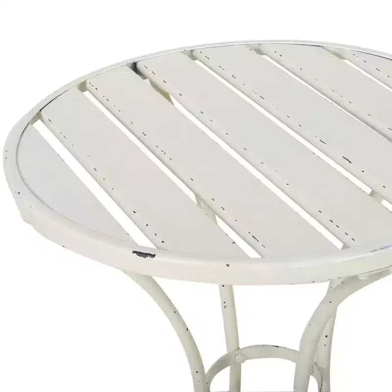 Christopher Knight Home Timotha Ensemble de bistro de terrasse rond moderne en métal 3 pièces avec conception à lattes ouvertes