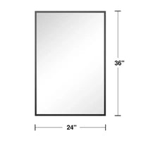 Miroir suspendu rectangulaire double face monté avec bord fin, angle droit, en alliage d'aluminium noir
