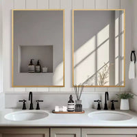 Miroir rectangulaire sophistiqué en aluminium doré de 91 cm avec cadre fin, angles droits, profondeur de 1,5 cm (double face)