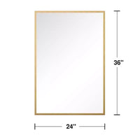 Miroir rectangulaire sophistiqué en aluminium doré de 91 cm avec cadre fin, angles droits, profondeur de 1,5 cm (double face)