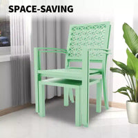 Ensemble bistrot extérieur Acekool 3 pièces avec chaises empilables en métal et table carrée, mobilier de patio compact pour jardin, terrasse, balcon