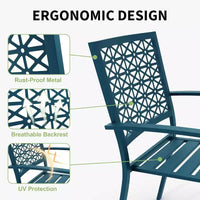 Ensemble bistrot extérieur Acekool 3 pièces avec chaises empilables en métal et table carrée, mobilier de patio compact pour jardin, terrasse, balcon