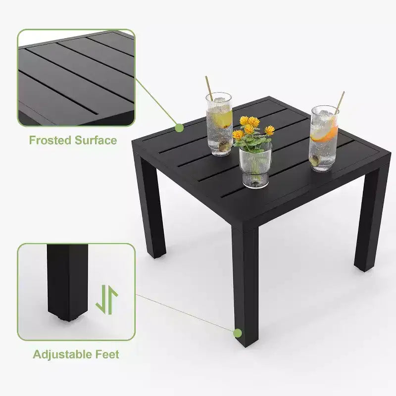 Ensemble bistrot extérieur Acekool 3 pièces avec chaises empilables en métal et table carrée, mobilier de patio compact pour jardin, terrasse, balcon
