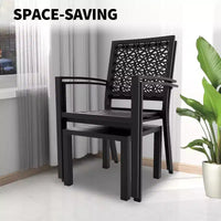 Ensemble bistrot extérieur Acekool 3 pièces avec chaises empilables en métal et table carrée, mobilier de patio compact pour jardin, terrasse, balcon