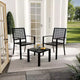 Acekool 3-Piece Outdoor Bistro Set with Stackable Metal Chairs and Square Table, Compact Patio Furniture for Backyard, Deck, Balcony