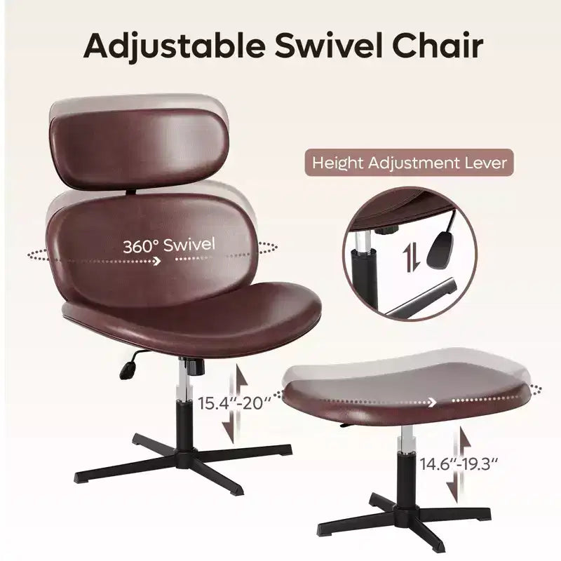 Chaise de bureau pivotante Bestier avec pouf, chaise de bureau inclinable avec dossier haut et appui-tête réglables, chaise de jeu ergonomique en PU