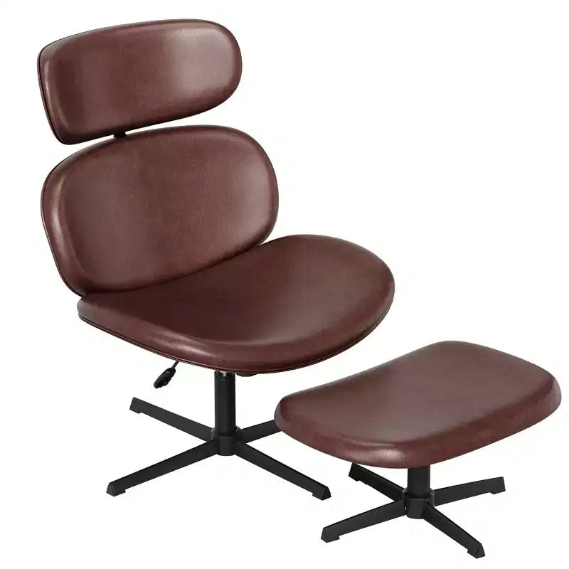 Chaise de bureau pivotante Bestier avec pouf, chaise de bureau inclinable avec dossier haut et appui-tête réglables, chaise de jeu ergonomique en PU