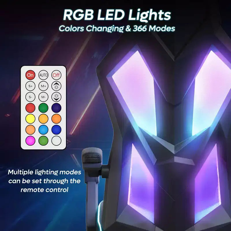Chaise de jeu Bestier en tissu respirant avec éclairage LED RVB et accoudoirs réglables