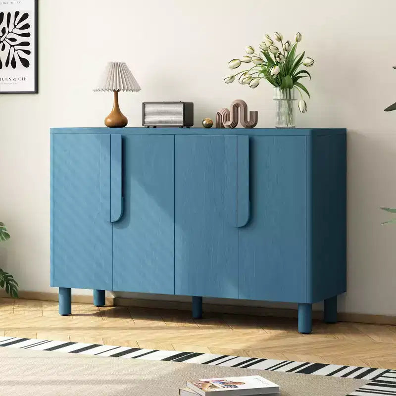 Bahut 4 portes avec rangement, buffet en bois avec poignées et étagères réglables