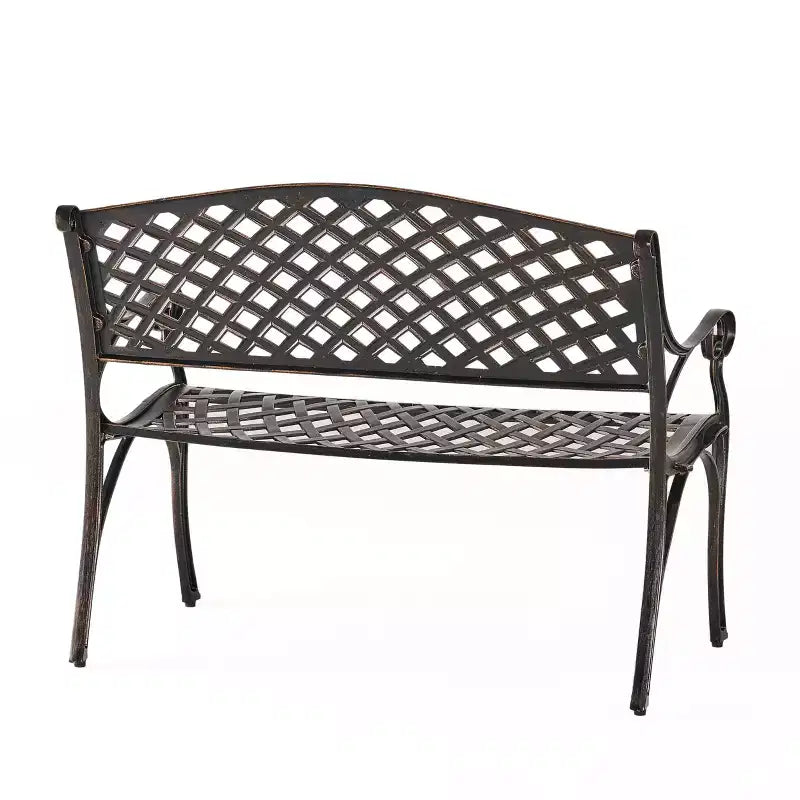 Banc d'extérieur Cozumel Christopher Knight Home en aluminium moulé de 40,75 po, cuivre brillant