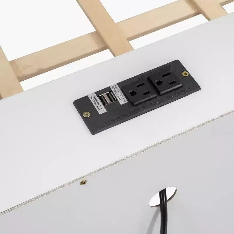 Lit superposé Twin XL/Full XL sur Queen avec armoires de rangement et ports USB, construction robuste en bois de pin - ModernLuxe