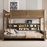 Lit superposé Twin XL/Full XL sur Queen avec armoires de rangement et ports USB, construction robuste en bois de pin - ModernLuxe