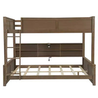 Lit superposé Twin XL/Full XL sur Queen avec armoires de rangement et ports USB, construction robuste en bois de pin - ModernLuxe