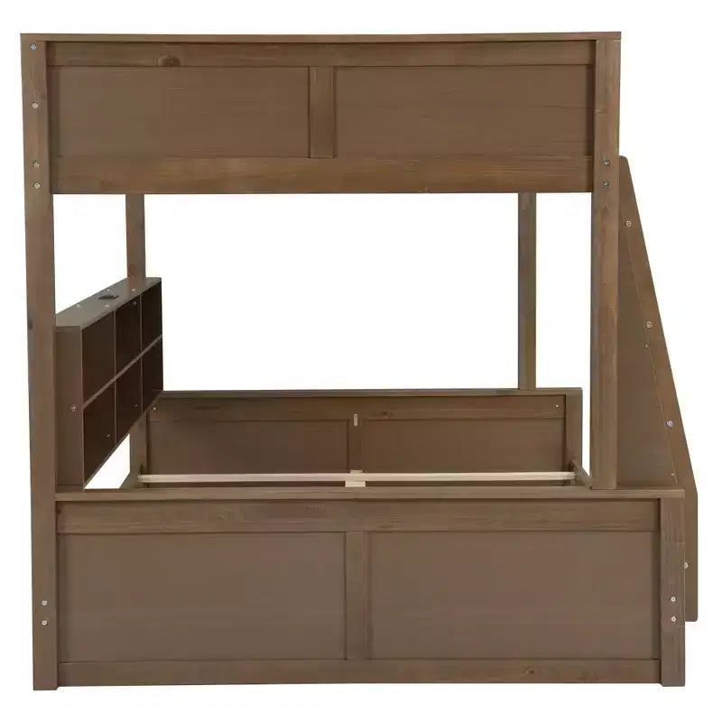Lit superposé Twin XL/Full XL sur Queen avec armoires de rangement et ports USB, construction robuste en bois de pin - ModernLuxe