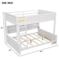 Lit superposé Twin XL/Full XL sur Queen avec armoires de rangement et ports USB, construction robuste en bois de pin - ModernLuxe