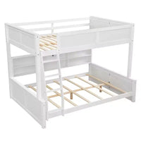 Lit superposé Twin XL/Full XL sur Queen avec armoires de rangement et ports USB, construction robuste en bois de pin - ModernLuxe