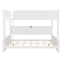 Lit superposé Twin XL/Full XL sur Queen avec armoires de rangement et ports USB, construction robuste en bois de pin - ModernLuxe