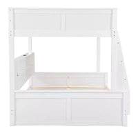 Lit superposé Twin XL/Full XL sur Queen avec armoires de rangement et ports USB, construction robuste en bois de pin - ModernLuxe