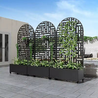 PexFix Jardinière murale arche en métal noir, 183 cm H x 89 cm L, avec treillis pour plantes grimpantes