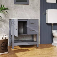 Meuble-lavabo de salle de bain gris 30 po / miroir et plateau uniquement