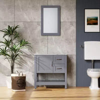 Meuble-lavabo de salle de bain gris 30 po / miroir et plateau uniquement