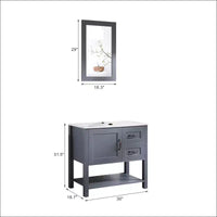 Meuble-lavabo de salle de bain gris 30 po / miroir et plateau uniquement