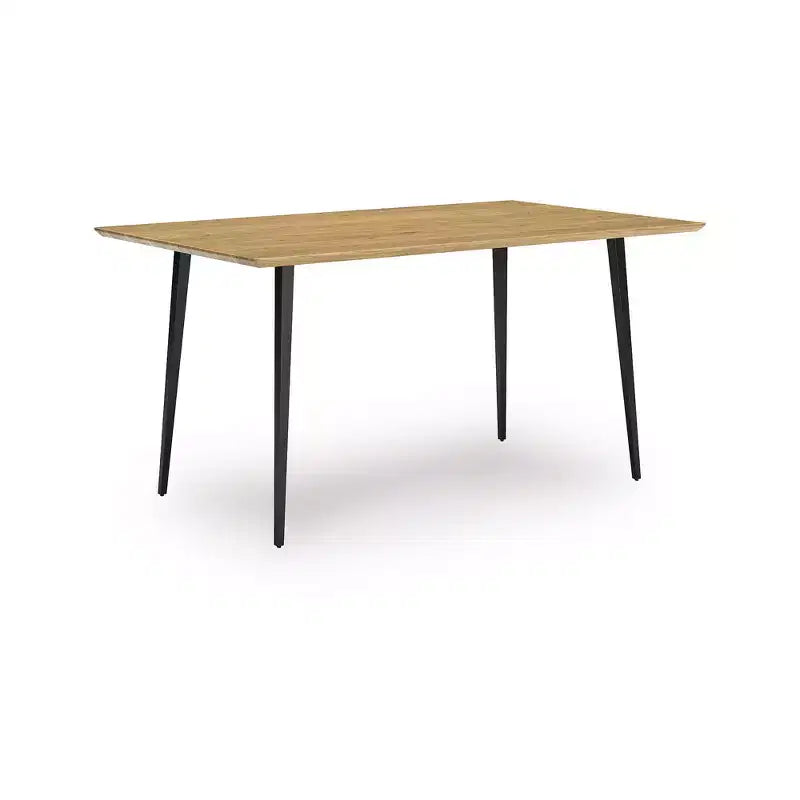 Table à manger rectangulaire moderne Gretlynn de Signature Design by Ashley - Bois clair naturel avec pieds en métal noir - 6 places