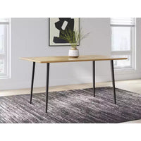 Table à manger rectangulaire moderne Gretlynn de Signature Design by Ashley - Bois clair naturel avec pieds en métal noir - 6 places