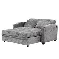 61.6 Canapé-lit convertible moderne en chenille avec ports USB, porte-gobelets et dossier réglable pour salon, appartement