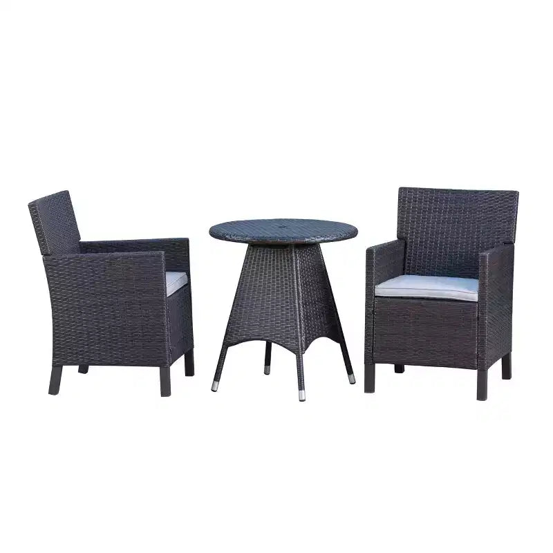 Christopher Knight Home Cypress, ensemble bistro rond 3 pièces en osier d'extérieur avec coussin