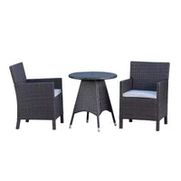 Christopher Knight Home Cypress, ensemble bistro rond 3 pièces en osier d'extérieur avec coussin