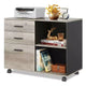 GALAXHERO 3-Drawer Mobile File Cabinet Wood Lateral Filing Cabinet with Open Shelves Printer Stand for Home Office Organization