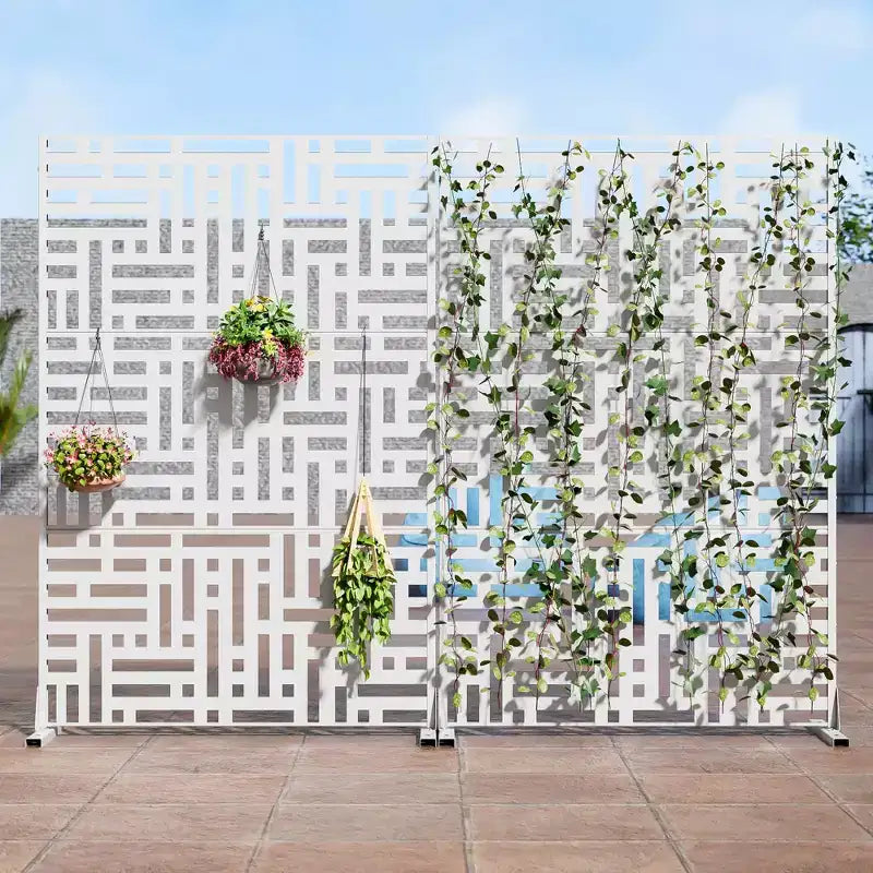 Panneau d'art decoratif en metal brun pour extérieur 1 pièce 46,8 po l x 71,37 po H, ecran de jardin d'extérieur