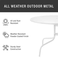 HomeStock Griffith Table de salle à manger d'extérieur en métal 39" Blanc satiné