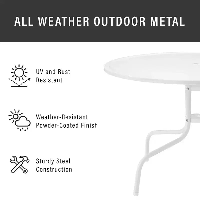 HomeStock Griffith Table de salle à manger d'extérieur en métal 39" Blanc satiné