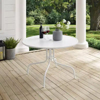 HomeStock Griffith Table de salle à manger d'extérieur en métal 39" Blanc satiné