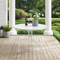 HomeStock Griffith Table de salle à manger d'extérieur en métal 39" Blanc satiné