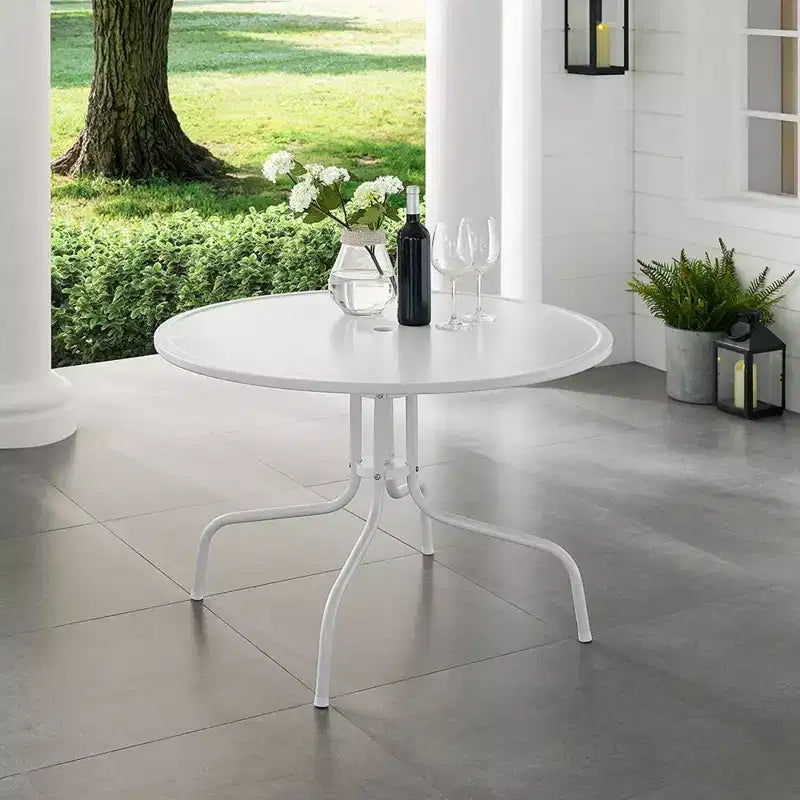 HomeStock Griffith Table de salle à manger d'extérieur en métal 39" Blanc satiné