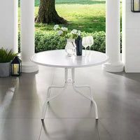 HomeStock Griffith Table de salle à manger d'extérieur en métal 39" Blanc satiné