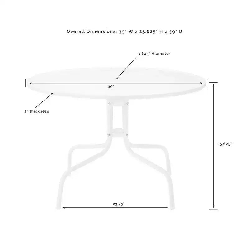 HomeStock Griffith Table de salle à manger d'extérieur en métal 39" Blanc satiné
