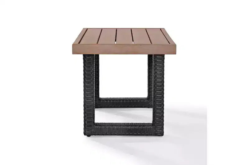 HomeStock Beaufort Table d'extérieur en osier - brun