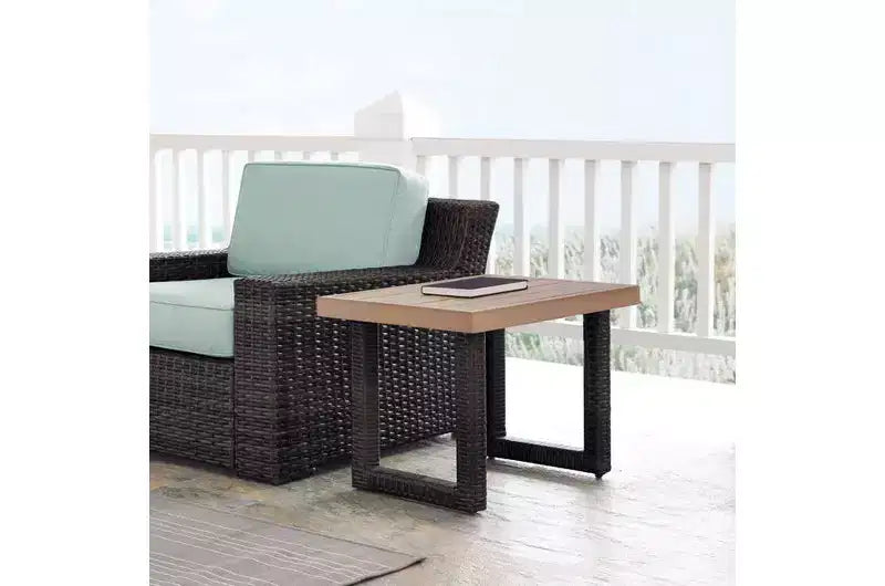 HomeStock Beaufort Table d'extérieur en osier - brun
