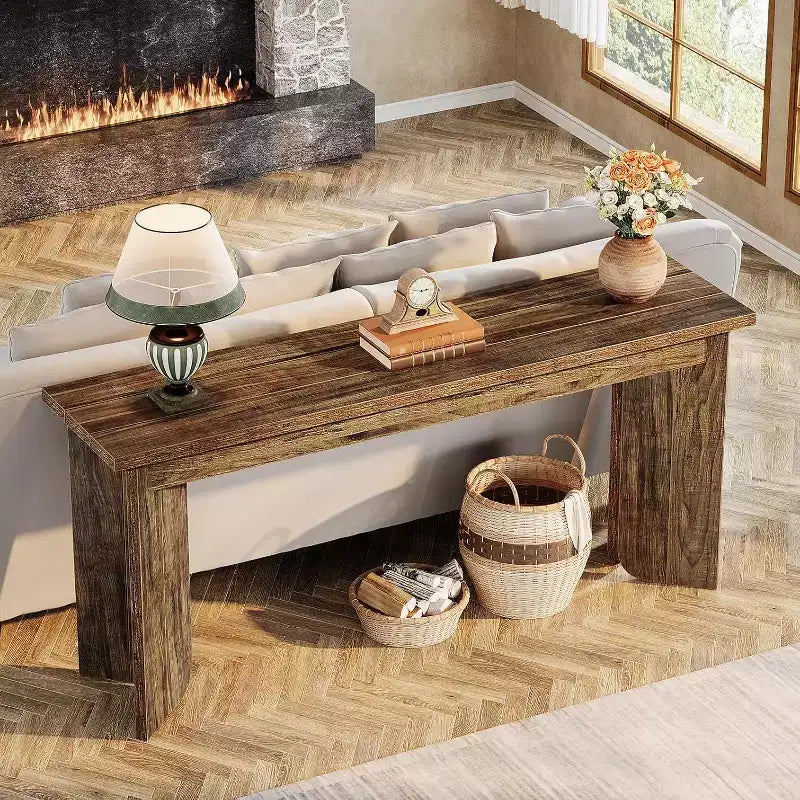 Lantine table sofa extra-longue 70.9 pouces, table sofa pour salon