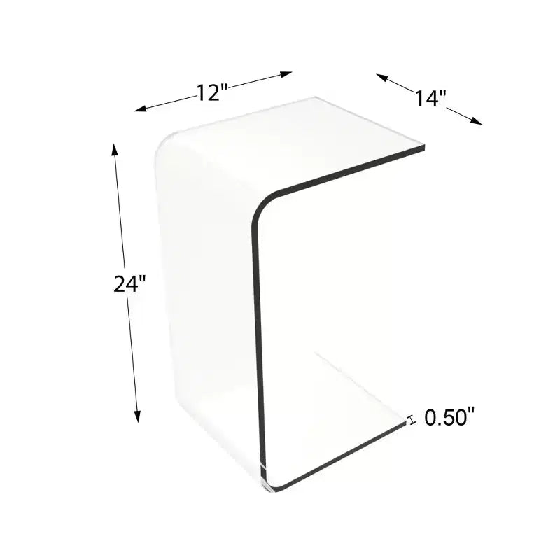 Lavish Home table d'appoint en acrylique, table d'extrémité en C polyvalente, bureau d'ordinateur portable sur genoux, meuble moderne pour salon, chambre et bureau