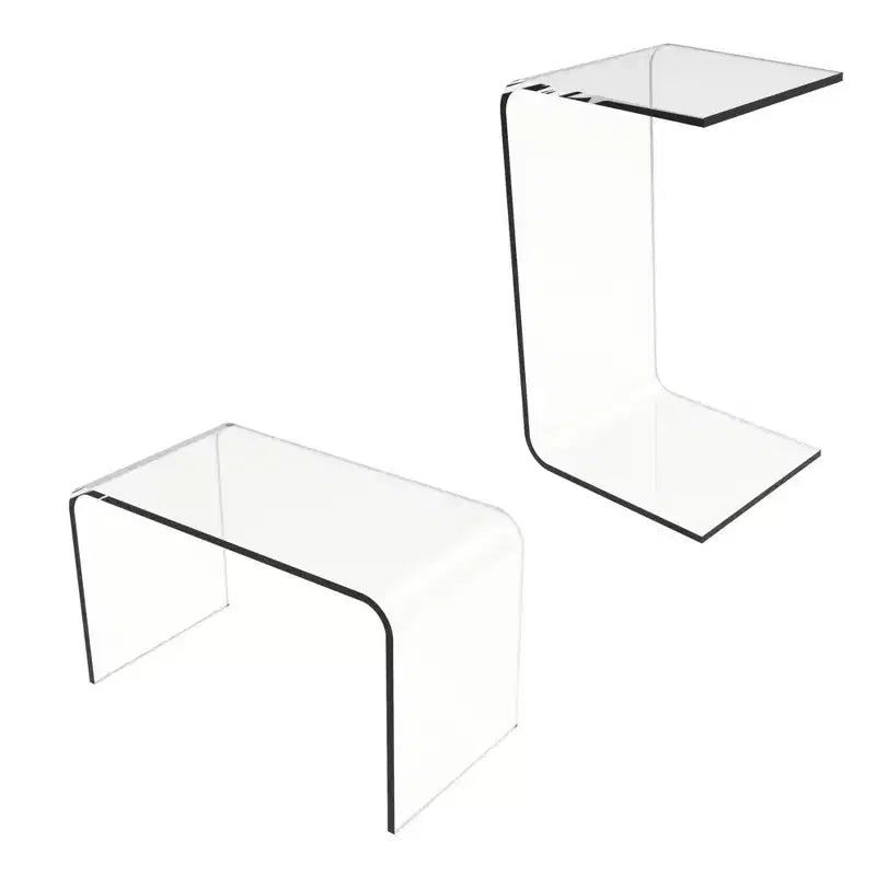 Lavish Home table d'appoint en acrylique, table d'extrémité en C polyvalente, bureau d'ordinateur portable sur genoux, meuble moderne pour salon, chambre et bureau