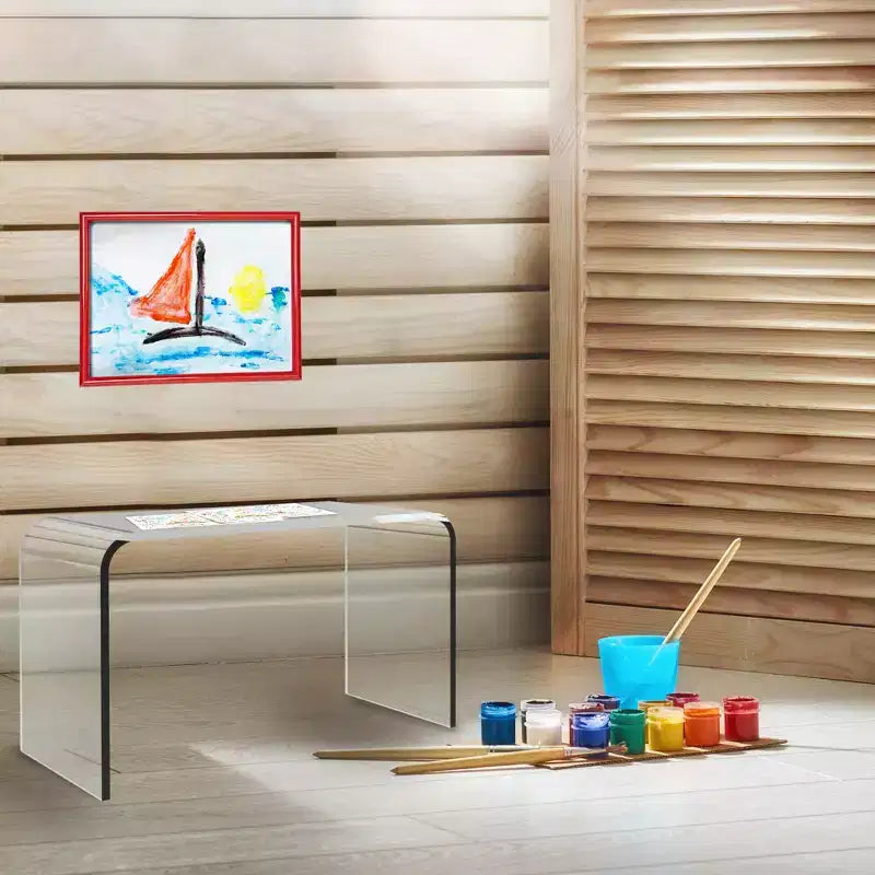 Lavish Home table d'appoint en acrylique, table d'extrémité en C polyvalente, bureau d'ordinateur portable sur genoux, meuble moderne pour salon, chambre et bureau