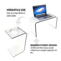 Table d'appoint en acrylique Lavish Home, Table d'appoint en C polyvalente, Support pour ordinateur portable, Meuble moderne pour salon, chambre et bureau